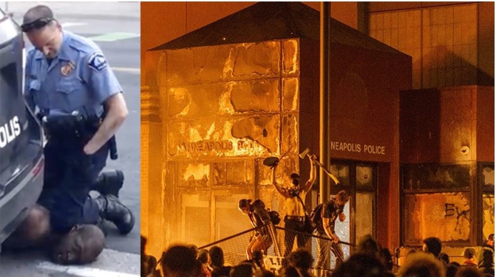 สน.ลุกเป็นไฟ ม็อบอเมริกันเผาวอด ปมตร.จับผิวดำกดพื้นขาดใจตาย