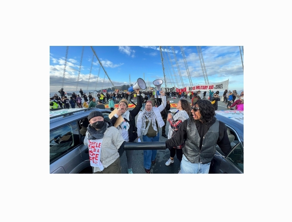 ผู้ประท้วงเรียกร้องให้หยุดยิง ปิดสะพานเบย์ในซานฟรานซิสโก