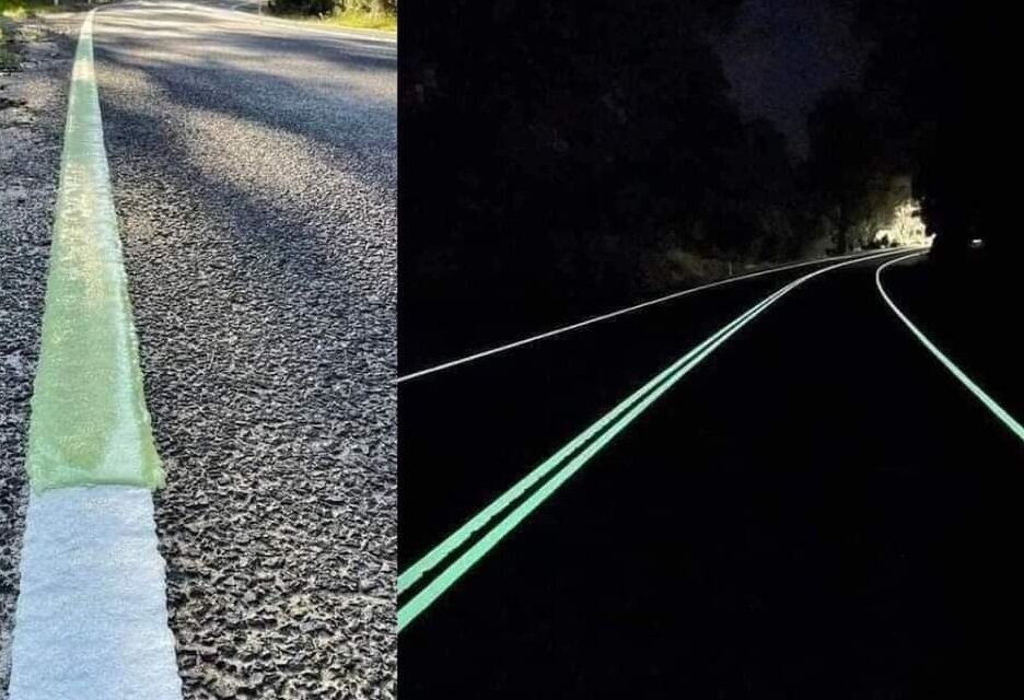 ออสเตรเลียใช้ “ฟลูออเรสเซนต์” ตีเส้นถนน ช่วยให้เห็นวิสัยทัศน์แม้ไม่มีไฟทาง